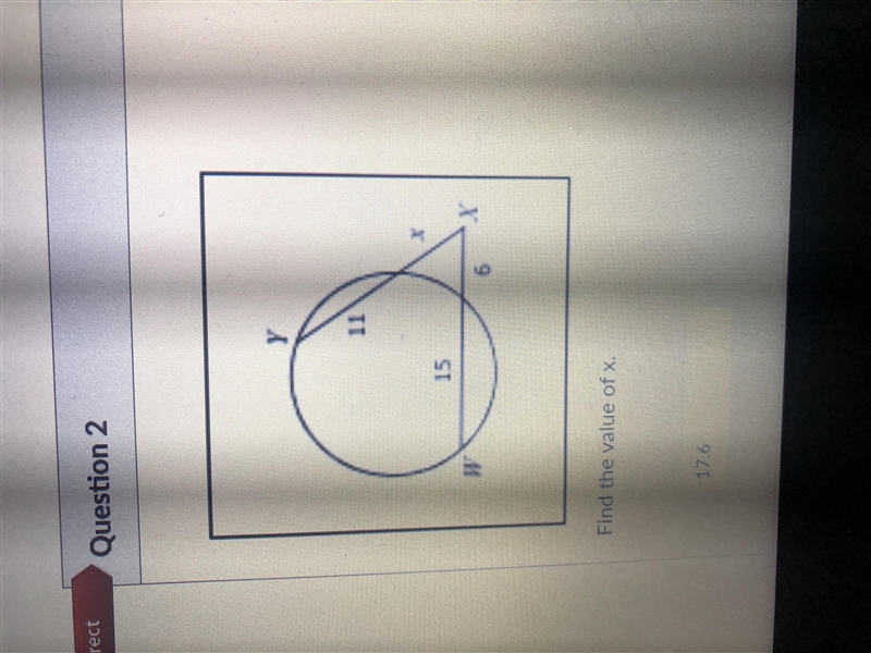 Find the value of x. It’s using the intersecting secant formula for exteriors but-example-1