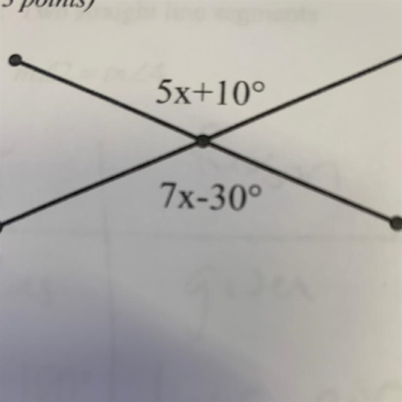 Using the photo below, write and solve an equation to find x.-example-1