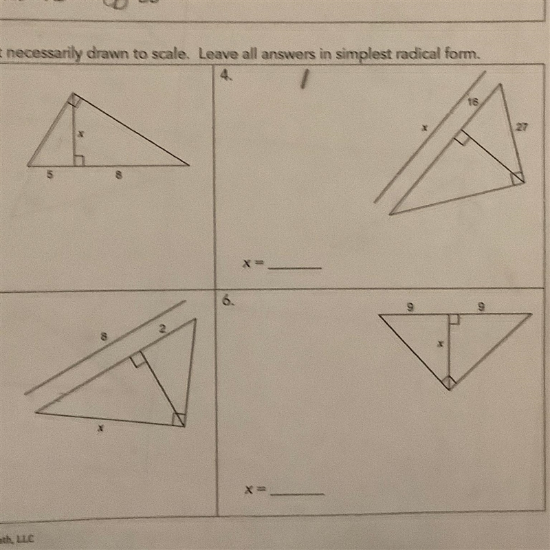 Find x and answer in radical form-example-1