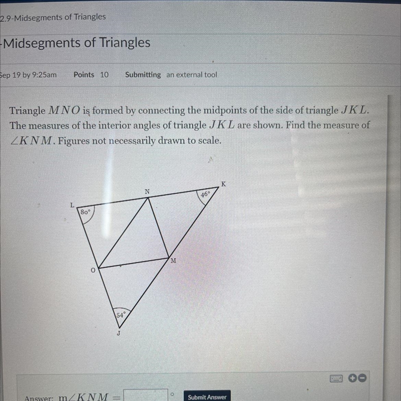 REALLY NEED HELP ON THIS!! Triangle MNO is formed by connecting the midpoints of the-example-1