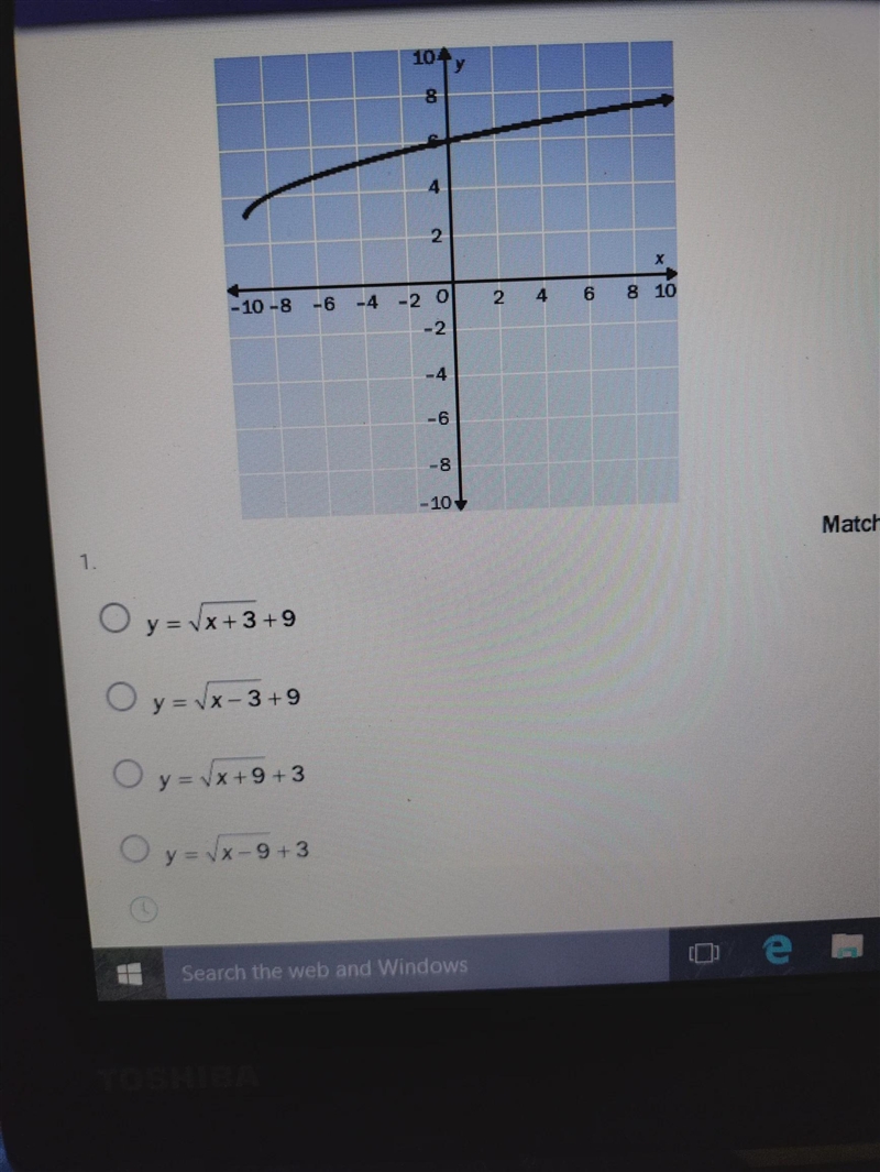 CR Algebra 1 B (GP) 21-22 / 8:Radical Expressions and Equations 10 8 2 - 10 -8 -6 4 -2 2 4 6 co-example-1