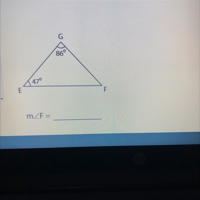 Find the measure of the indicated angle in each triangle.A=86B=133C=47D=180-example-1