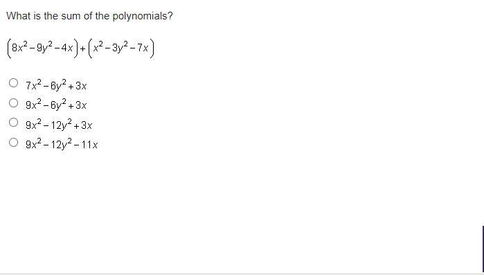 What is the sum of the polynomials? Need help.-example-1