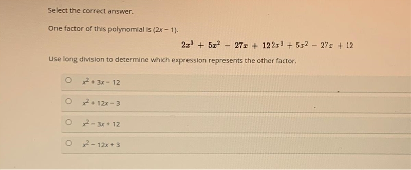 Using long division to determine which expression the other factor.-example-1