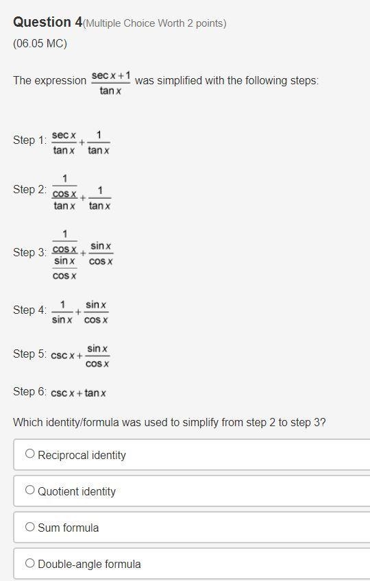 Which identity/formula was used to simplify from step 2 to step 3?-example-1