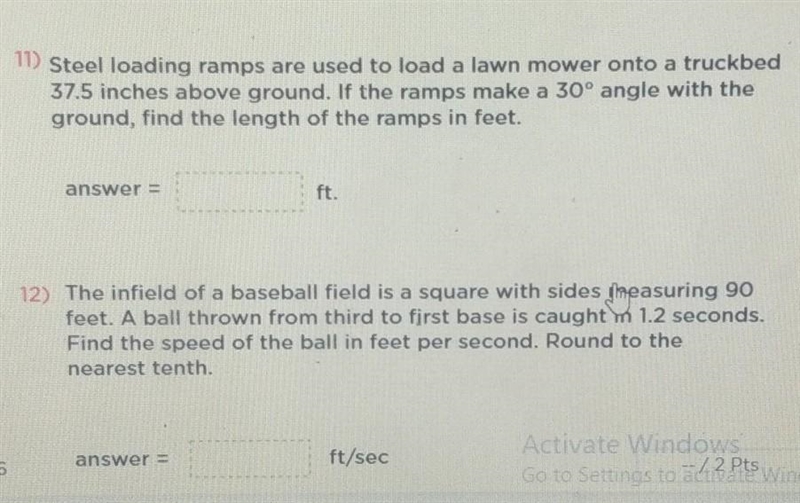 I need Help with these two questions. They are on special right triangles.-example-1