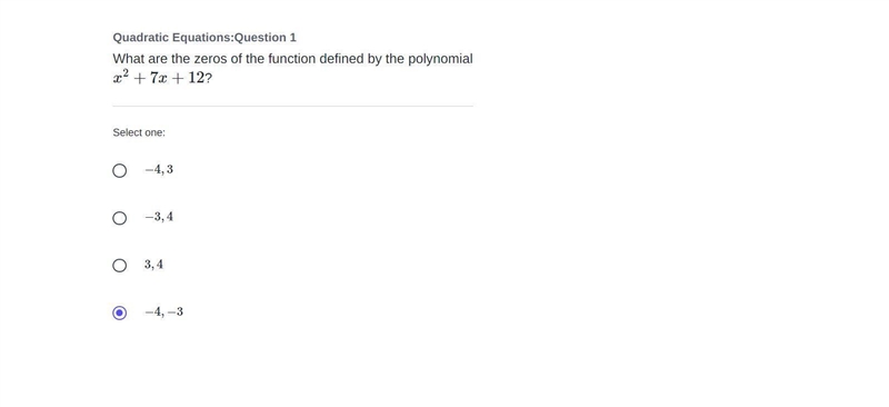 What are the zeros of the function defined by the polynomial x^2+7x+12-example-1