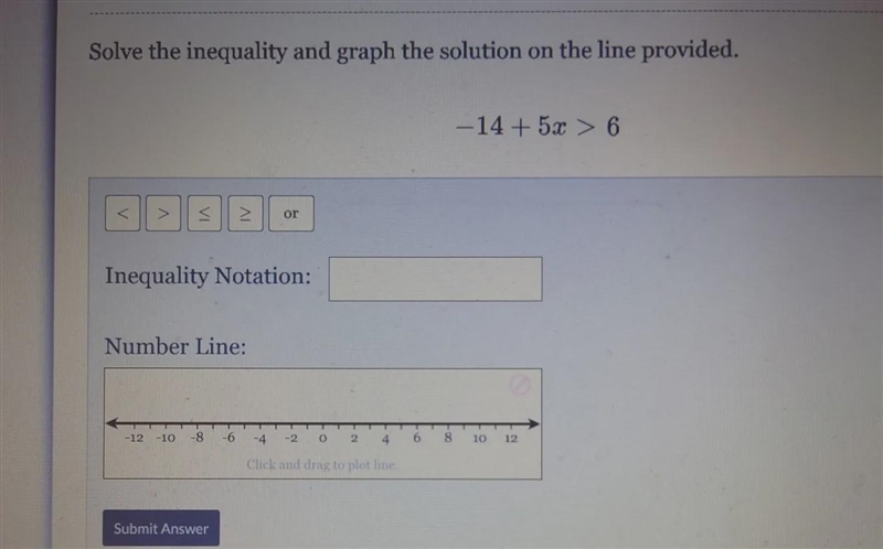 Solve inequality and graph solution from number line, 10th grade homework-example-1