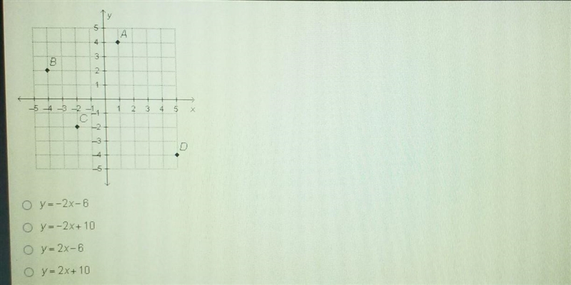 Which equation represents the line that passes through points B and C on the graph-example-1