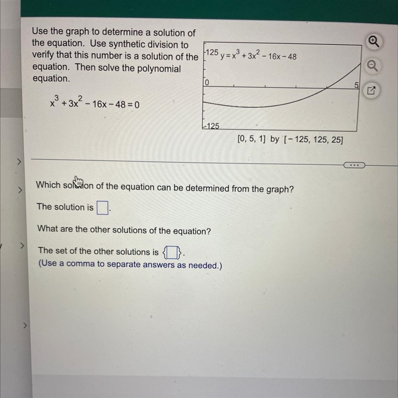 Which solution of the equation can be determined from the graph? The solution is? The-example-1