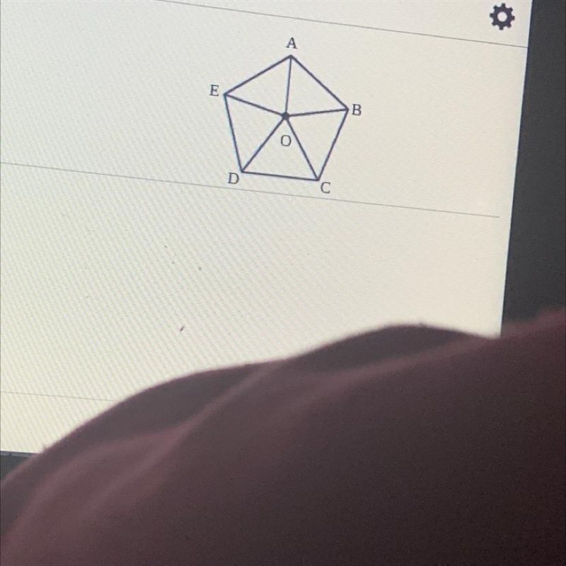 Point O is the center of regular pentagon ABCDE. Find the image of the given point-example-1