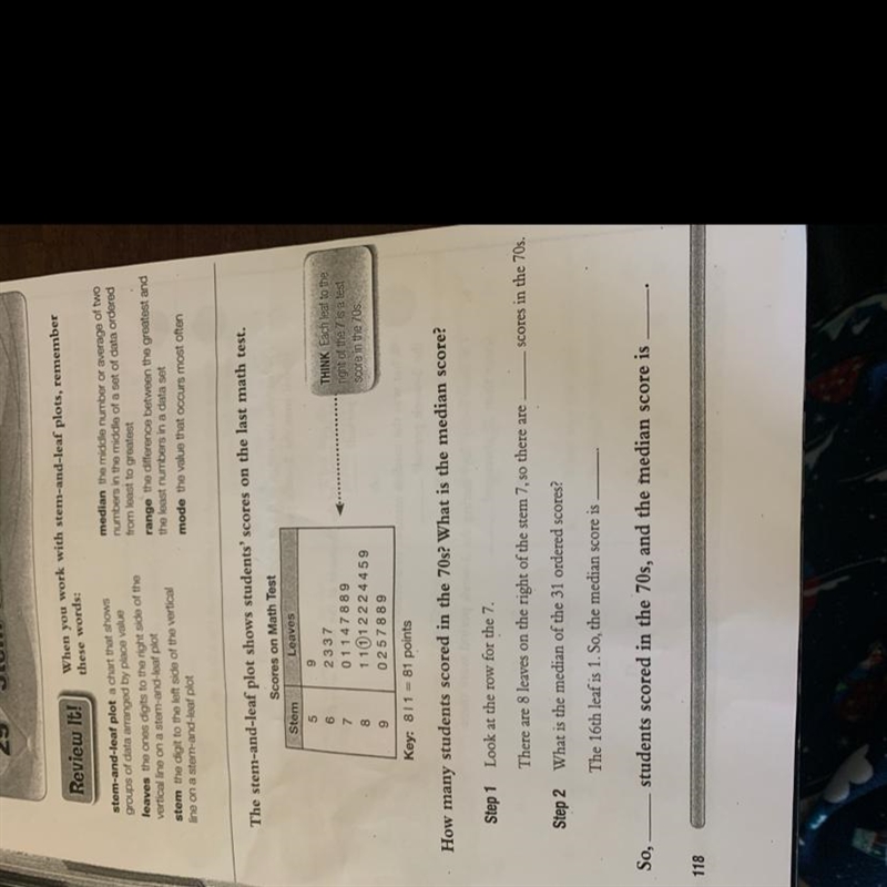 I need help this is due tomorrow The stem-leaf plot shows student’s scores on the-example-1