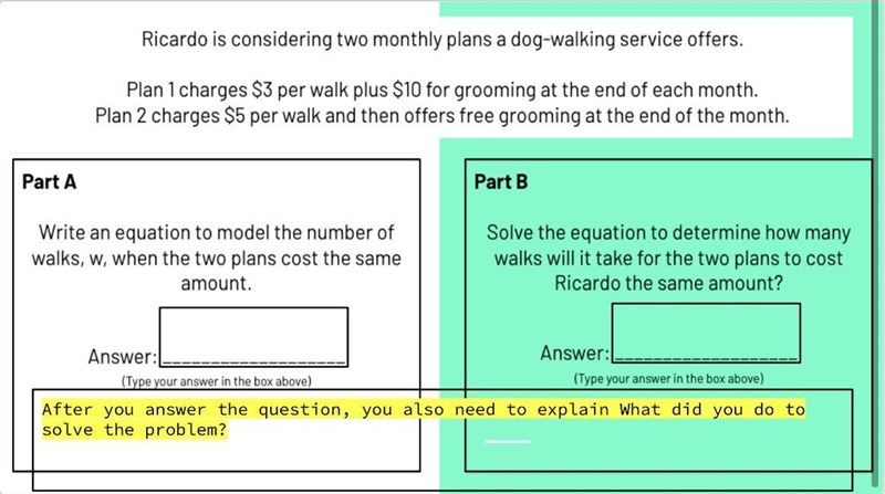 Ricardo is considering 2 monthly plans a dog walking service offers. Plan 1 charges-example-1