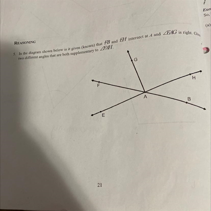 What are two different angles that are both supplementary to-example-1