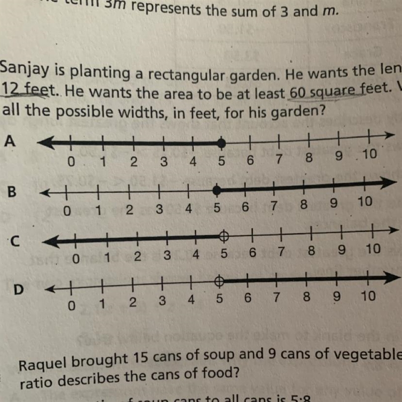 Sanjay is planting a rectangular garden. He wants the length of his garden to be 12 feet-example-1