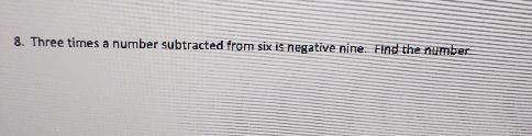 Nene times a number subtracted from six is negative nine. Find the number-example-1