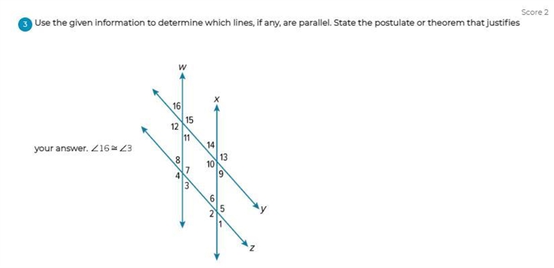 Use the given information to determine which lines if any are parallel state The postulate-example-1