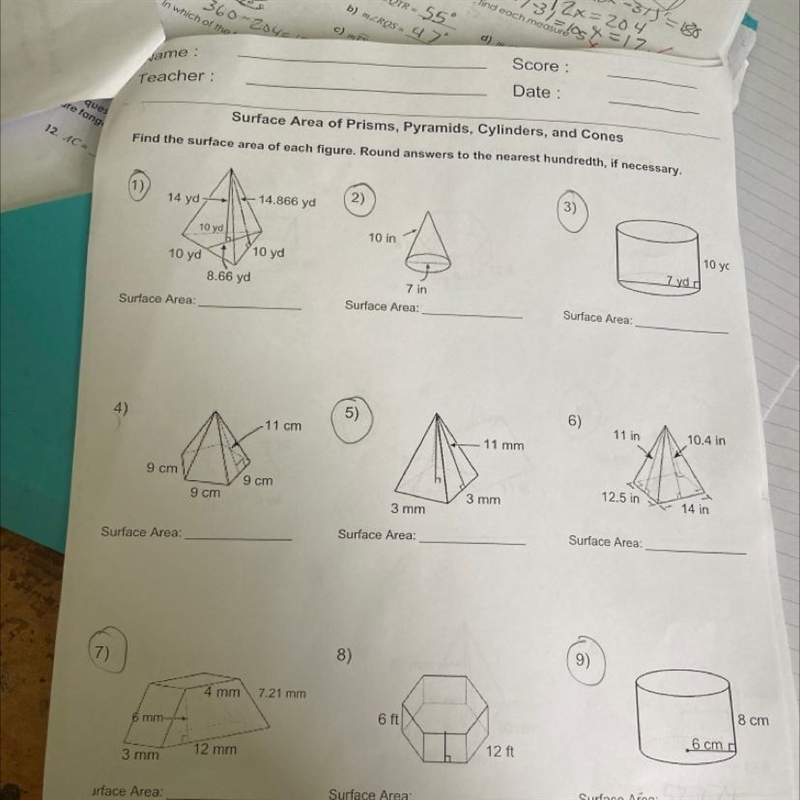 I need to know the surface area for all of them.-example-1