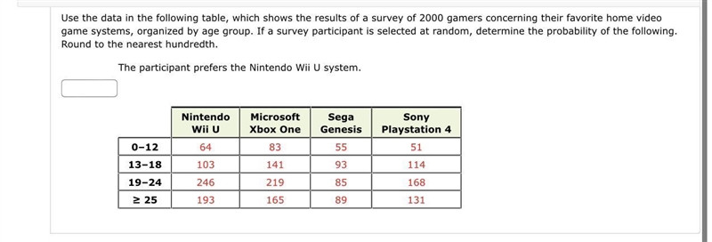 Use the data in the following table, which shows the results of a survey of 2000 gamers-example-1