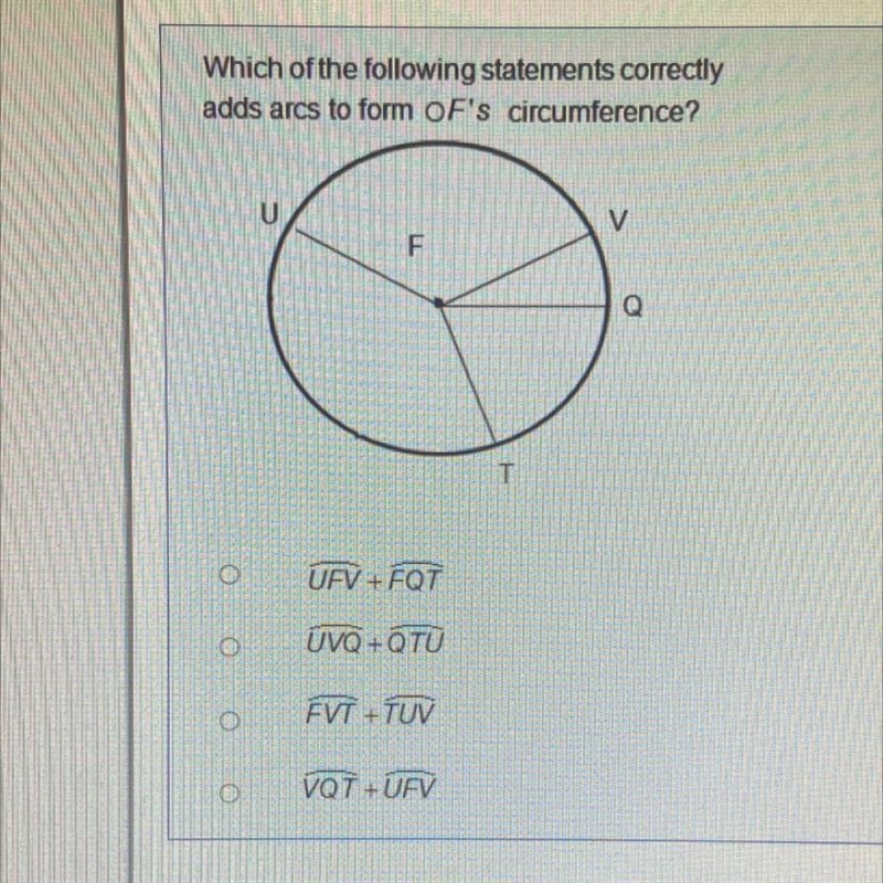 Which of the following statements correctly adds arcs to fork 0F’s circumference?-example-1