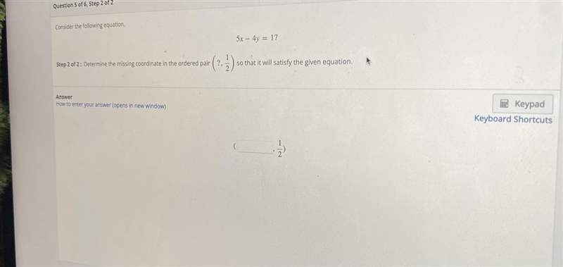 Determine the missing coordinate in the ordered pair (?,1/2) so that it will satisfy-example-1