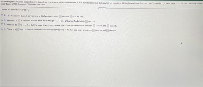 A trade magazine routinely checks to drive-through service times of fast food restaurants-example-1
