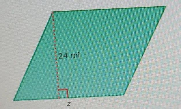 What is the missing length?area = 744 mi^2.z = ____ miles-example-1