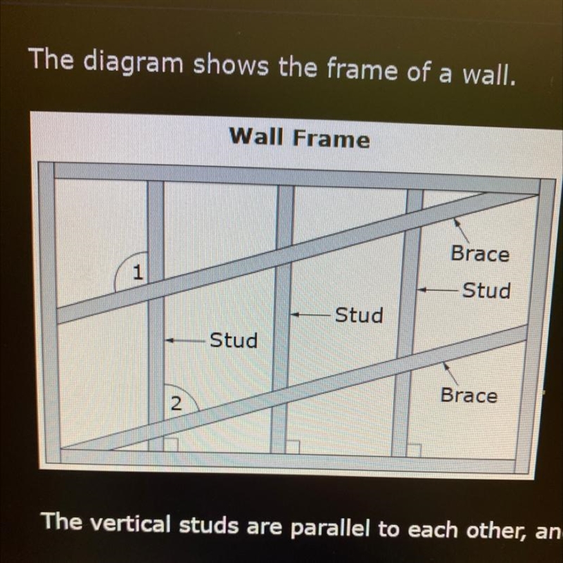 The vertical studs are parallel to each other, and the braces are parallel to each-example-1