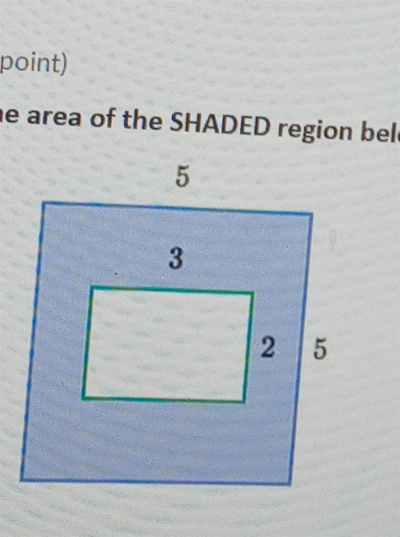 determine the area of the shaded regionA. 6 square unitsB. 19 square unitsC.20 square-example-1