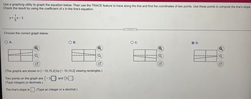 Use a graphing utility to graph the equation below. Then use the TRACE feature to-example-1