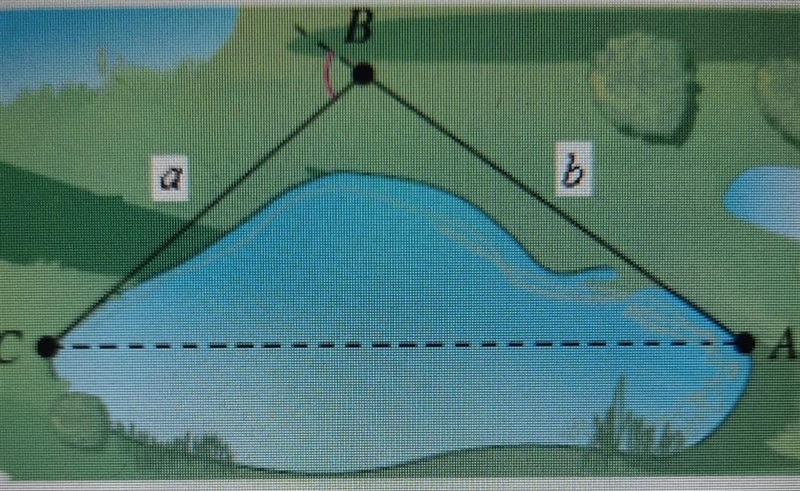 to approximate the length of a marsh a surveyor walks 245 meters from point A to point-example-1