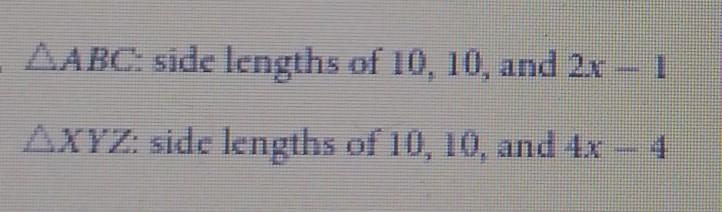 find the value of X and Y which ABC and XYZ are congruent. some problems may have-example-1