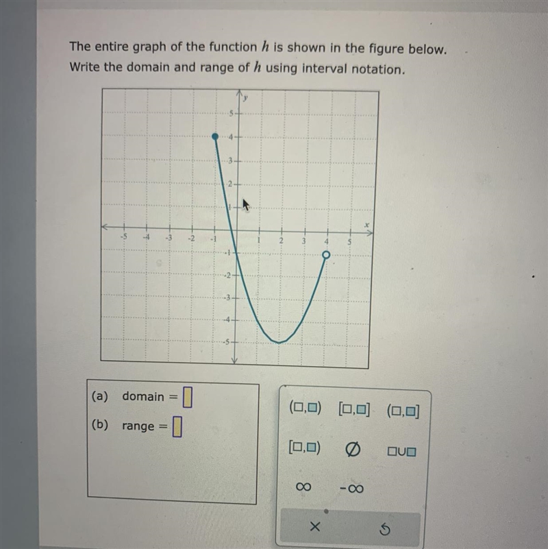 Find domain and range of this function using h interval motion-example-1