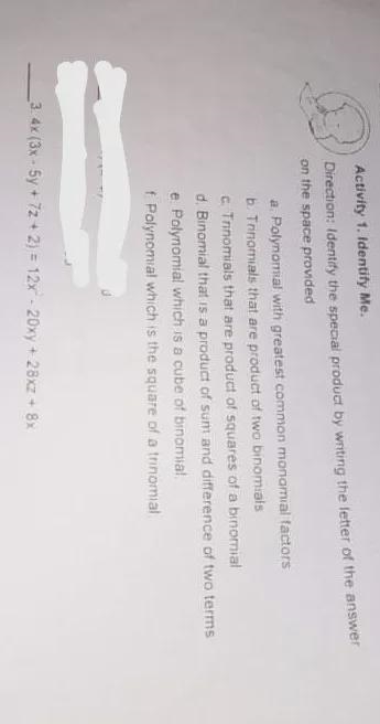 identify the special product by writing the letter of the answer on the space providthe-example-1