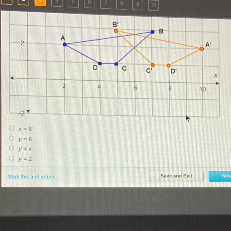 What is the equation for the line of reflection?-example-1