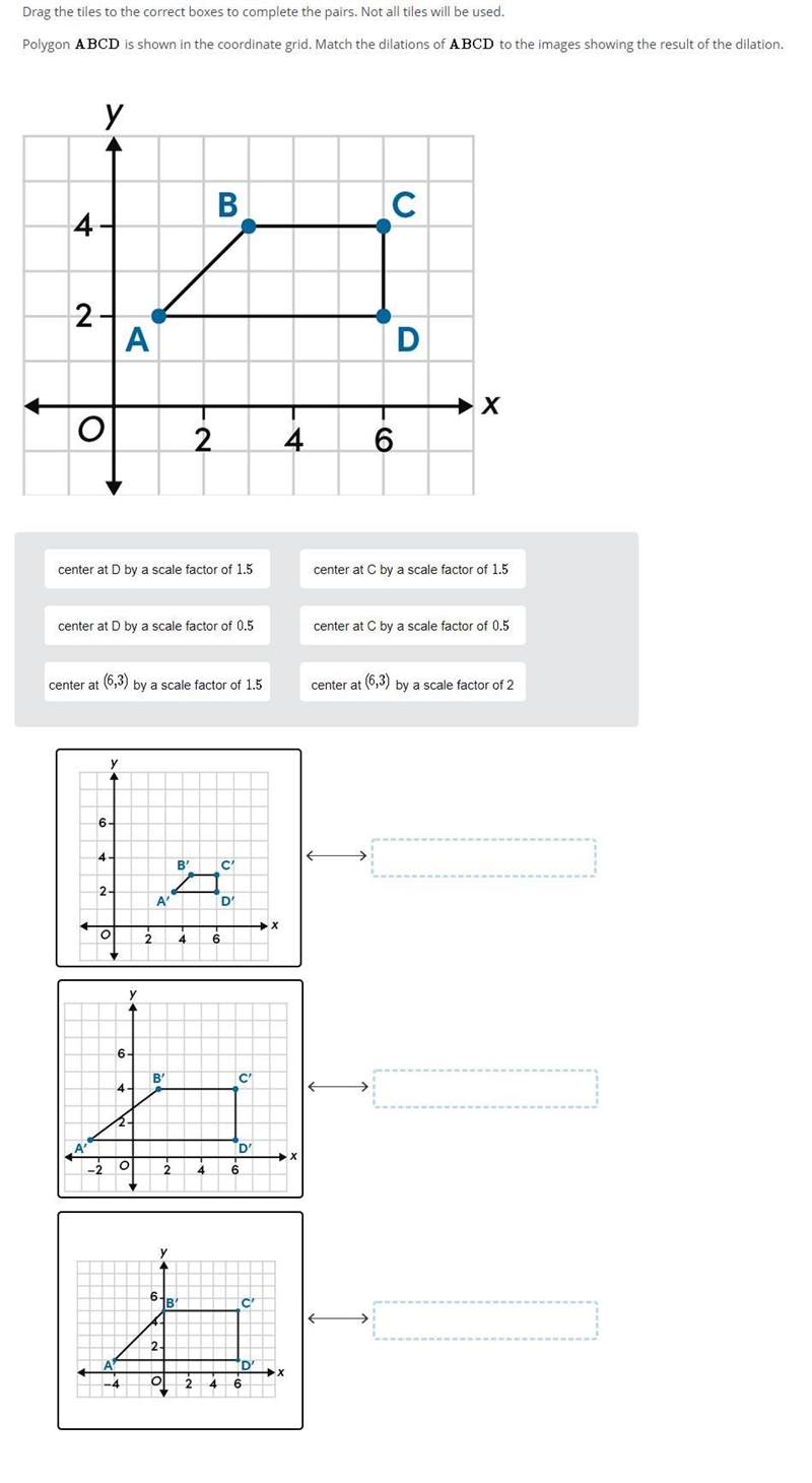 Drag the tiles to the correct boxes to complete the pairs. Not all tiles will be used-example-1