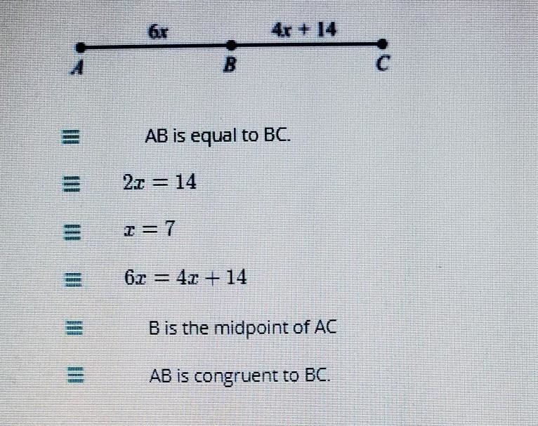 B is the midpoint of line AC as shown below. There are some statements given below-example-1