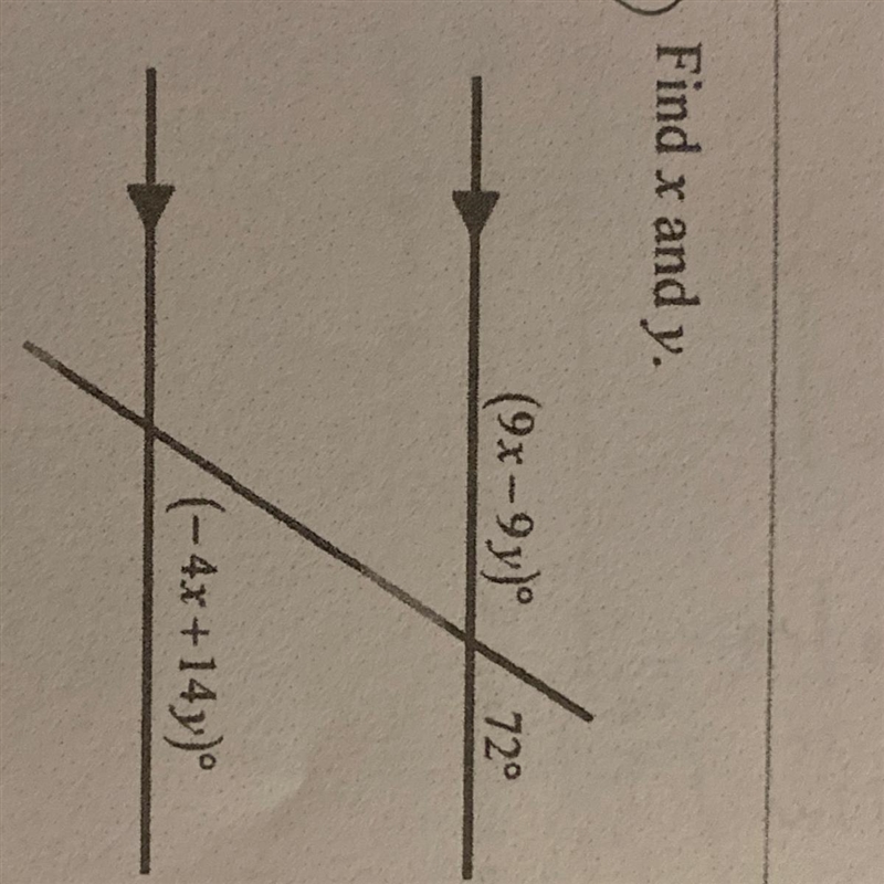 Find x and y.[A] x = 24; y = 12[B] x=27; y = 12[C] x = 24; y = 9[D] x = 27: y = 9-example-1