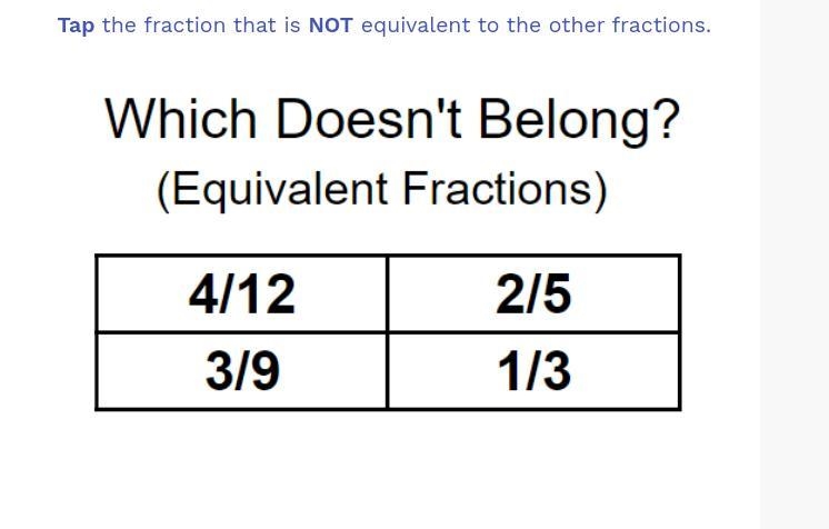 Which fraction that is not equivalent to the other fractions.-example-1