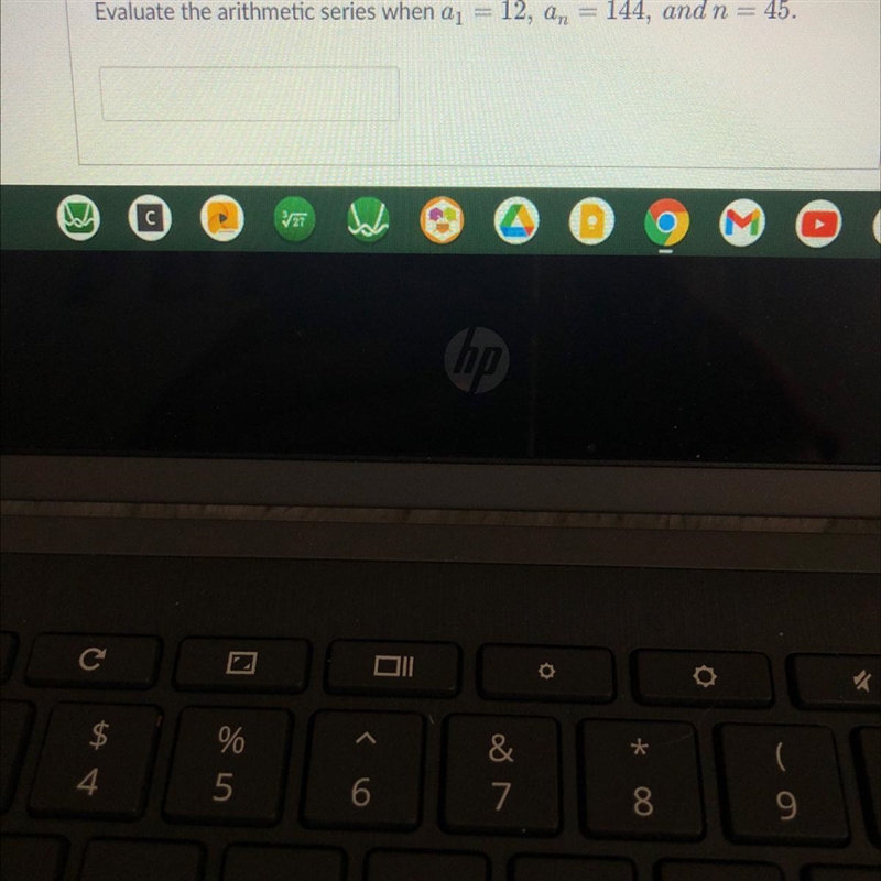 Evaluate the arithmetic series when a 1= 12, a2= 144, and n = 45.-example-1