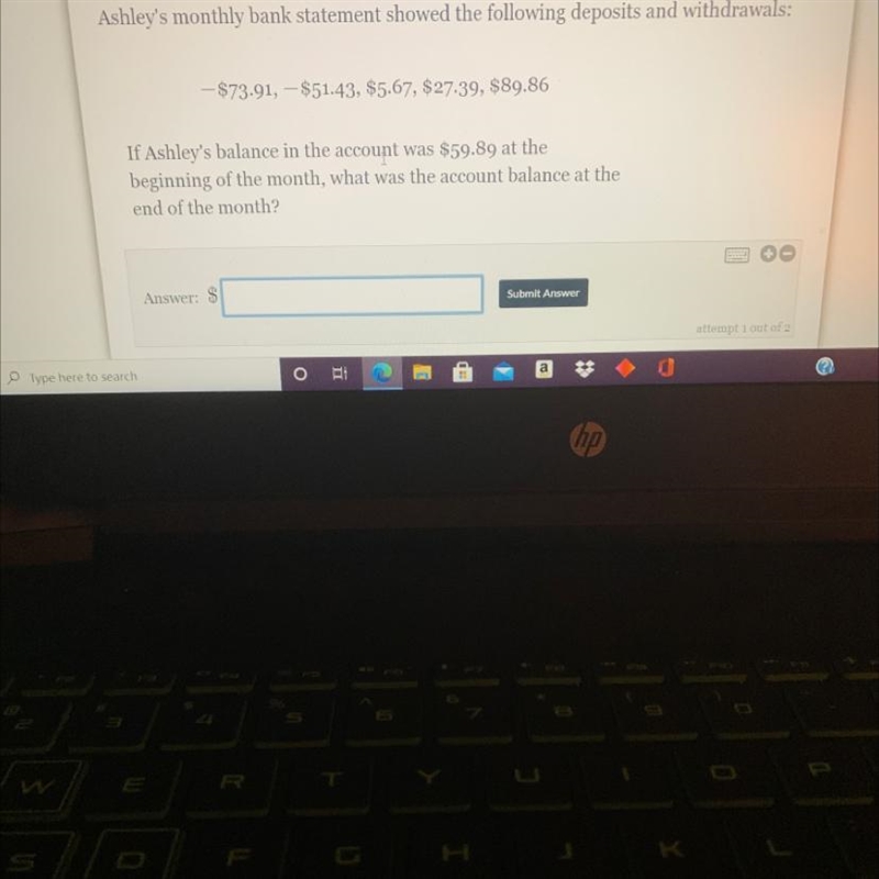 Watch help videoAshley's monthly bank statement showed the following deposits and-example-1