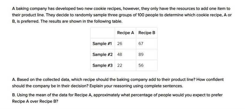 HELP! 100 POINTS!!! A baking company has developed two new cookie recipes, however-example-1