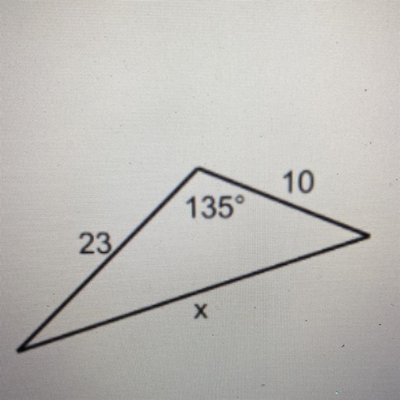 Use the law of cosines to find “x” to the nearest whole number-example-1