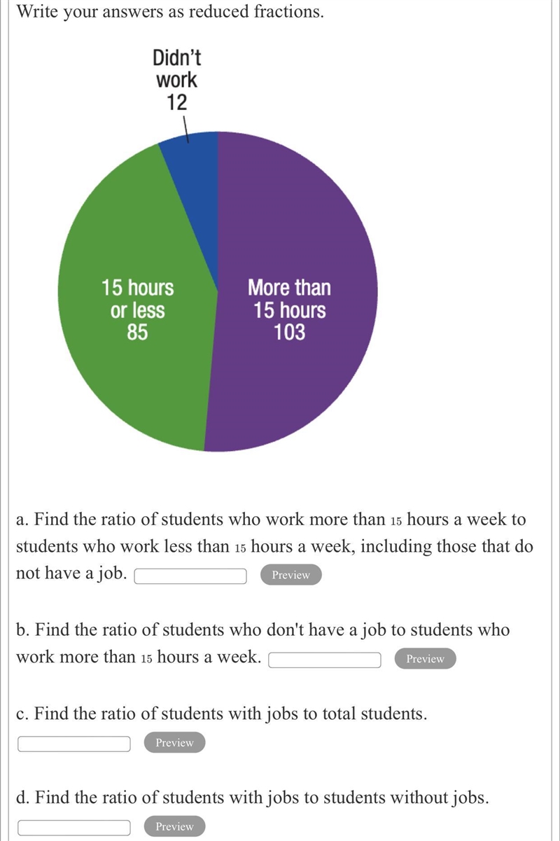 The pie chart shows the results of surveying 200 college students to find out how-example-2