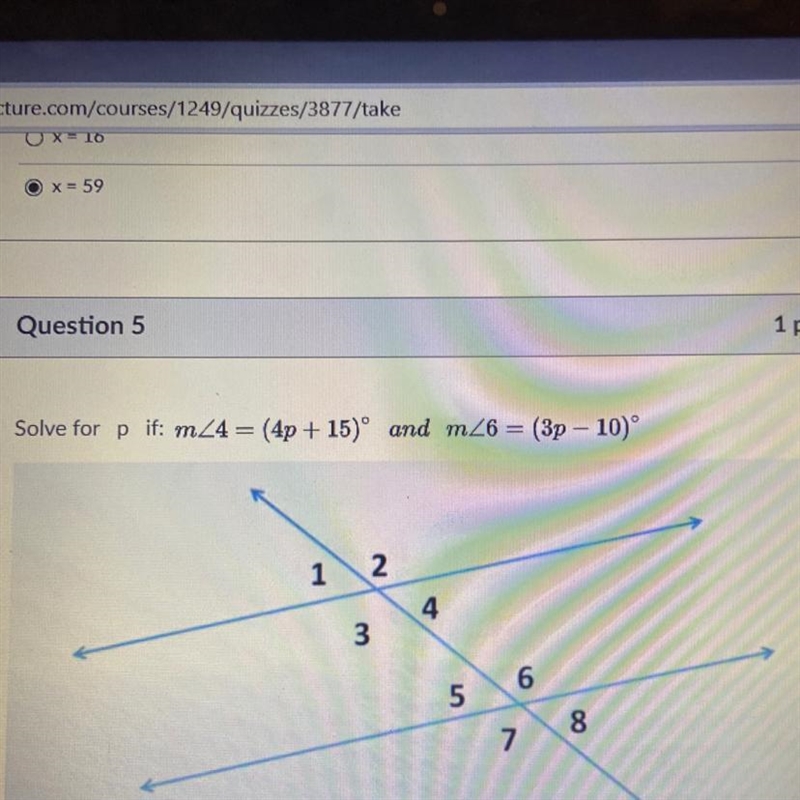 The options are A. P= 65B. P= -25C. P= 115D. P= 25-example-1