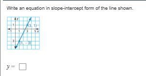 Write an equation in slope-intercept form of the line shown.-example-1