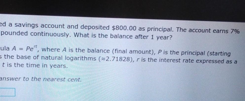 Aubrey opened a savings account and deposited $800.00 as principal. the account earns-example-1