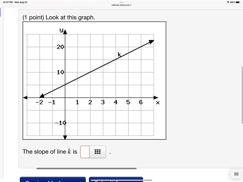 The slope of line k is-example-1