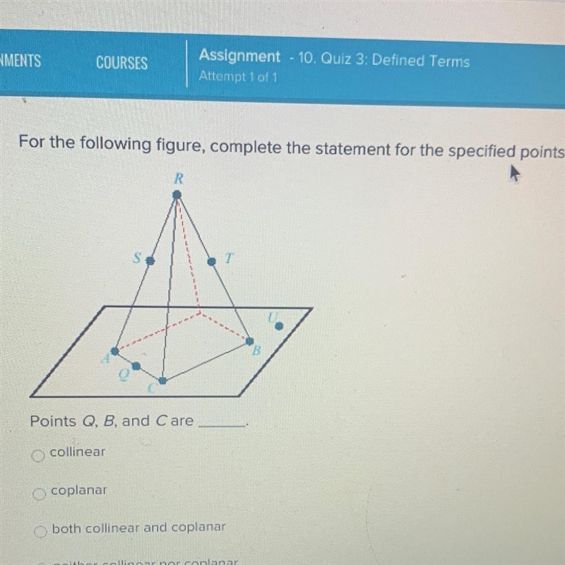 SECTION OFFor the following figure, complete the statement for the specified points-example-1