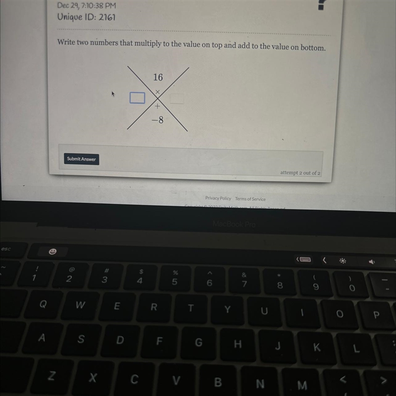 Write two number that multiply to the value on top and add to the value on bottom-example-1